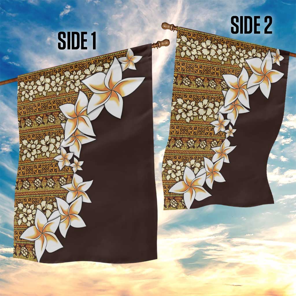 Vintage Hibiscus Turtle Pattern Garden Flag with Plumeria Half Style LT9 - Polynesian Pride