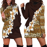 Vintage Hibiscus Turtle Pattern Hoodie Dress with Plumeria Half Style LT9 - Polynesian Pride