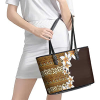 Vintage Hibiscus Turtle Pattern Leather Tote Bag with Plumeria Half Style LT9 - Polynesian Pride