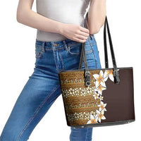 Vintage Hibiscus Turtle Pattern Leather Tote Bag with Plumeria Half Style LT9 - Polynesian Pride