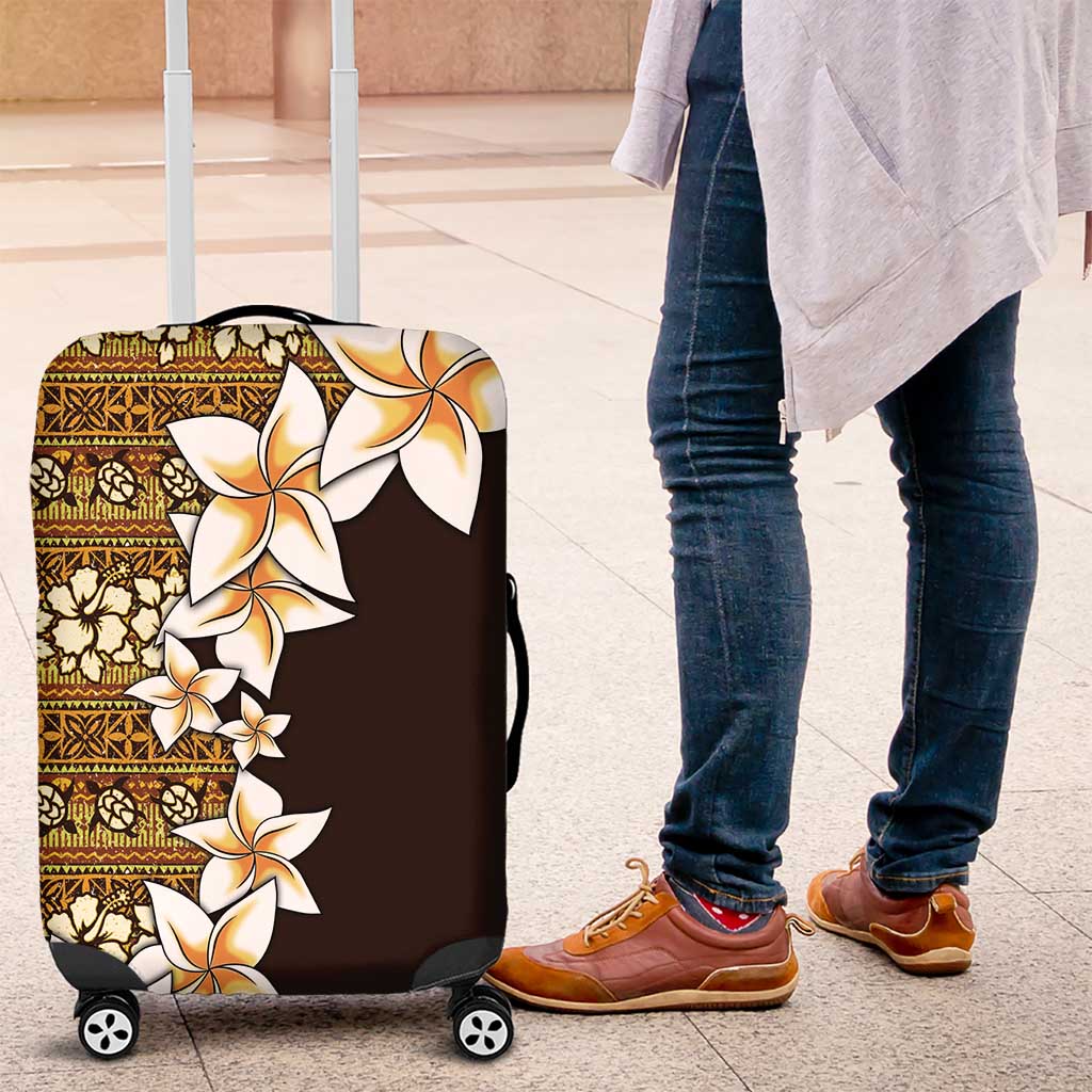 Vintage Hibiscus Turtle Pattern Luggage Cover with Plumeria Half Style