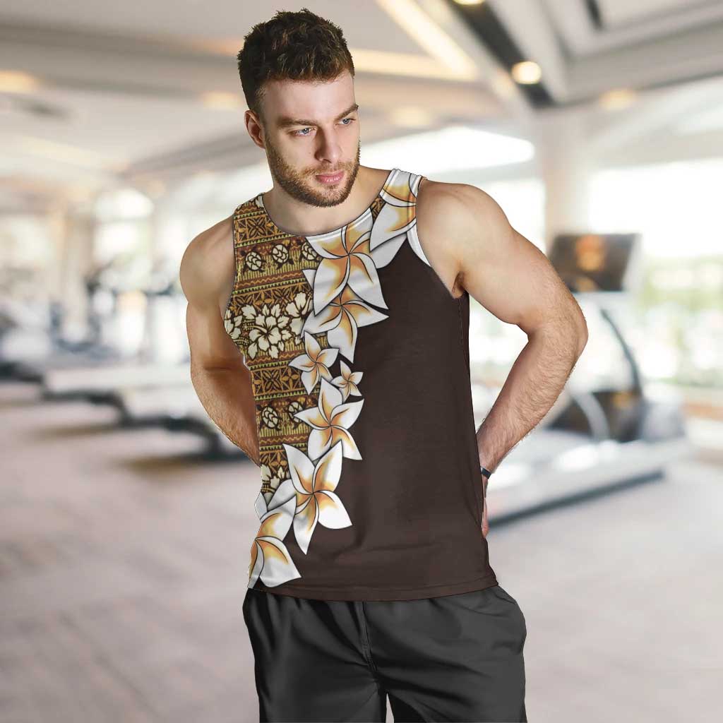 Vintage Hibiscus Turtle Pattern Men Tank Top with Plumeria Half Style LT9 Gold - Polynesian Pride