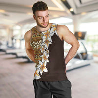 Vintage Hibiscus Turtle Pattern Men Tank Top with Plumeria Half Style LT9 Gold - Polynesian Pride