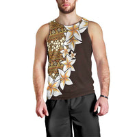 Vintage Hibiscus Turtle Pattern Men Tank Top with Plumeria Half Style LT9 - Polynesian Pride