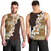 Vintage Hibiscus Turtle Pattern Men Tank Top with Plumeria Half Style LT9 - Polynesian Pride
