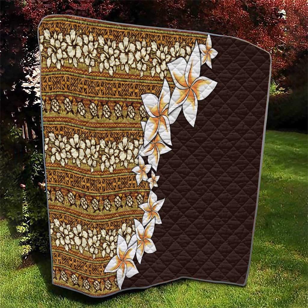 Vintage Hibiscus Turtle Pattern Quilt with Plumeria Half Style