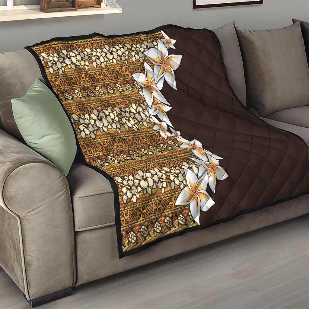 Vintage Hibiscus Turtle Pattern Quilt with Plumeria Half Style