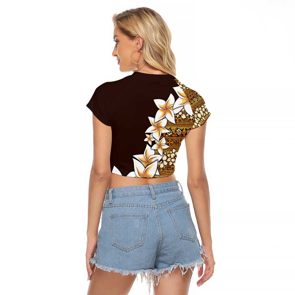 Vintage Hibiscus Turtle Pattern Raglan Cropped T Shirt with Plumeria Half Style LT9 - Polynesian Pride