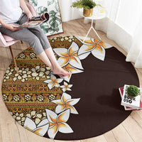 Vintage Hibiscus Turtle Pattern Round Carpet with Plumeria Half Style