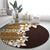 Vintage Hibiscus Turtle Pattern Round Carpet with Plumeria Half Style