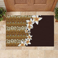 Vintage Hibiscus Turtle Pattern Rubber Doormat with Plumeria Half Style LT9 Gold - Polynesian Pride
