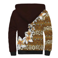 Vintage Hibiscus Turtle Pattern Sherpa Hoodie with Plumeria Half Style LT9 - Polynesian Pride