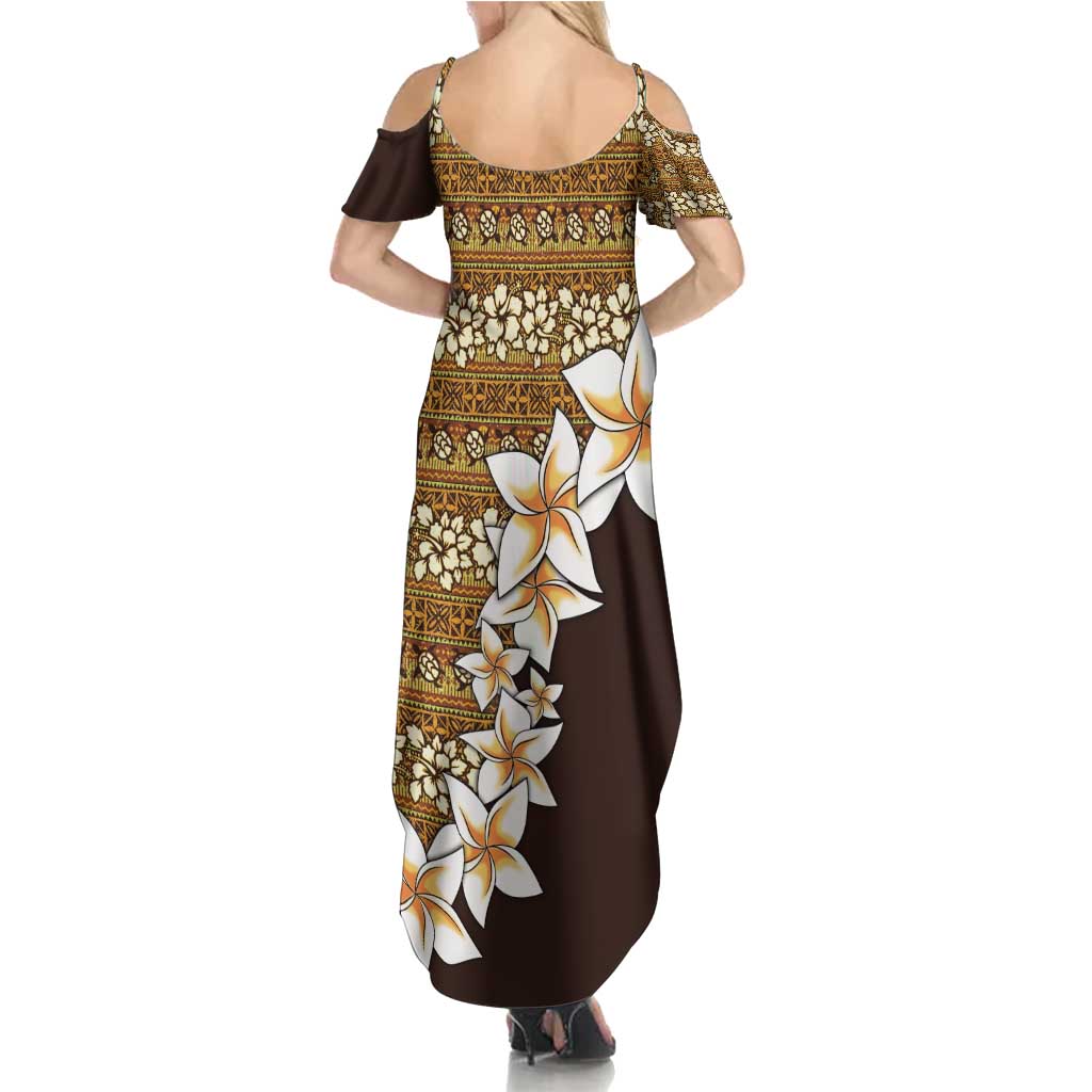 Vintage Hibiscus Turtle Pattern Summer Maxi Dress with Plumeria Half Style LT9 - Polynesian Pride