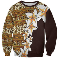 Vintage Hibiscus Turtle Pattern Sweatshirt with Plumeria Half Style LT9 Unisex Gold - Polynesian Pride