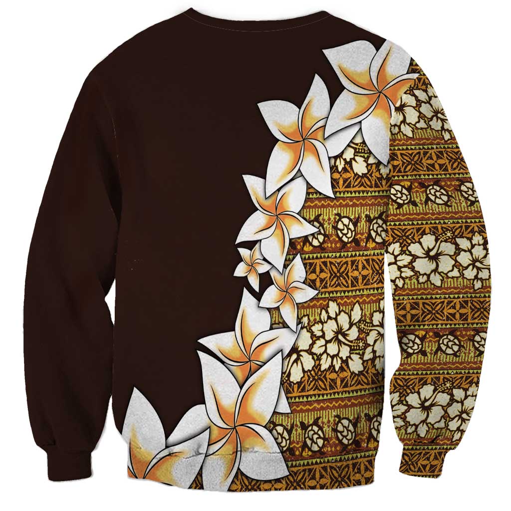 Vintage Hibiscus Turtle Pattern Sweatshirt with Plumeria Half Style LT9 - Polynesian Pride