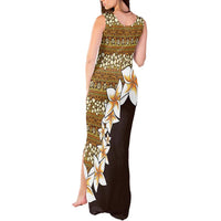 Vintage Hibiscus Turtle Pattern Tank Maxi Dress with Plumeria Half Style LT9 - Polynesian Pride