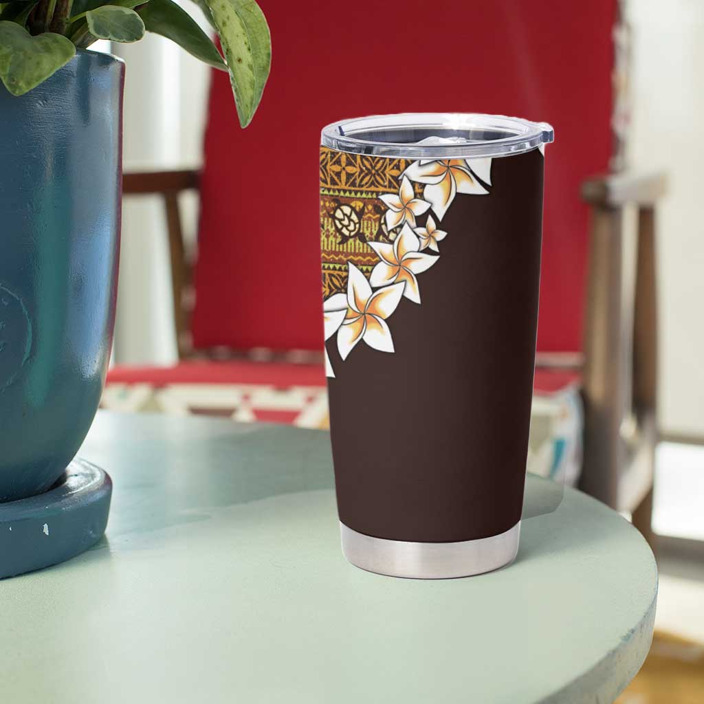 Vintage Hibiscus Turtle Pattern Tumbler Cup with Plumeria Half Style LT9 - Polynesian Pride