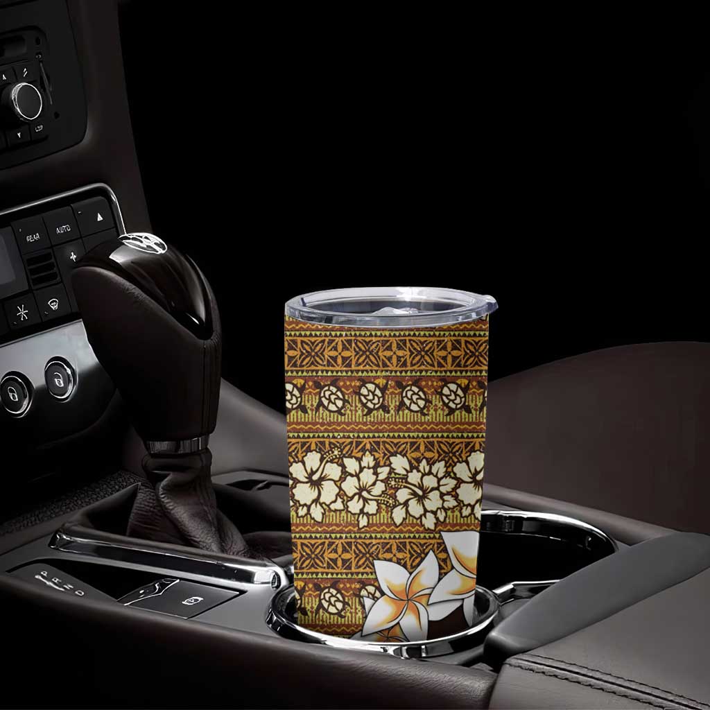 Vintage Hibiscus Turtle Pattern Tumbler Cup with Plumeria Half Style LT9 - Polynesian Pride