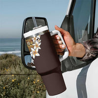 Vintage Hibiscus Turtle Pattern Tumbler With Handle with Plumeria Half Style LT9 - Polynesian Pride