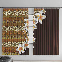 Vintage Hibiscus Turtle Pattern Window Curtain with Plumeria Half Style LT9 With Hooks Gold - Polynesian Pride