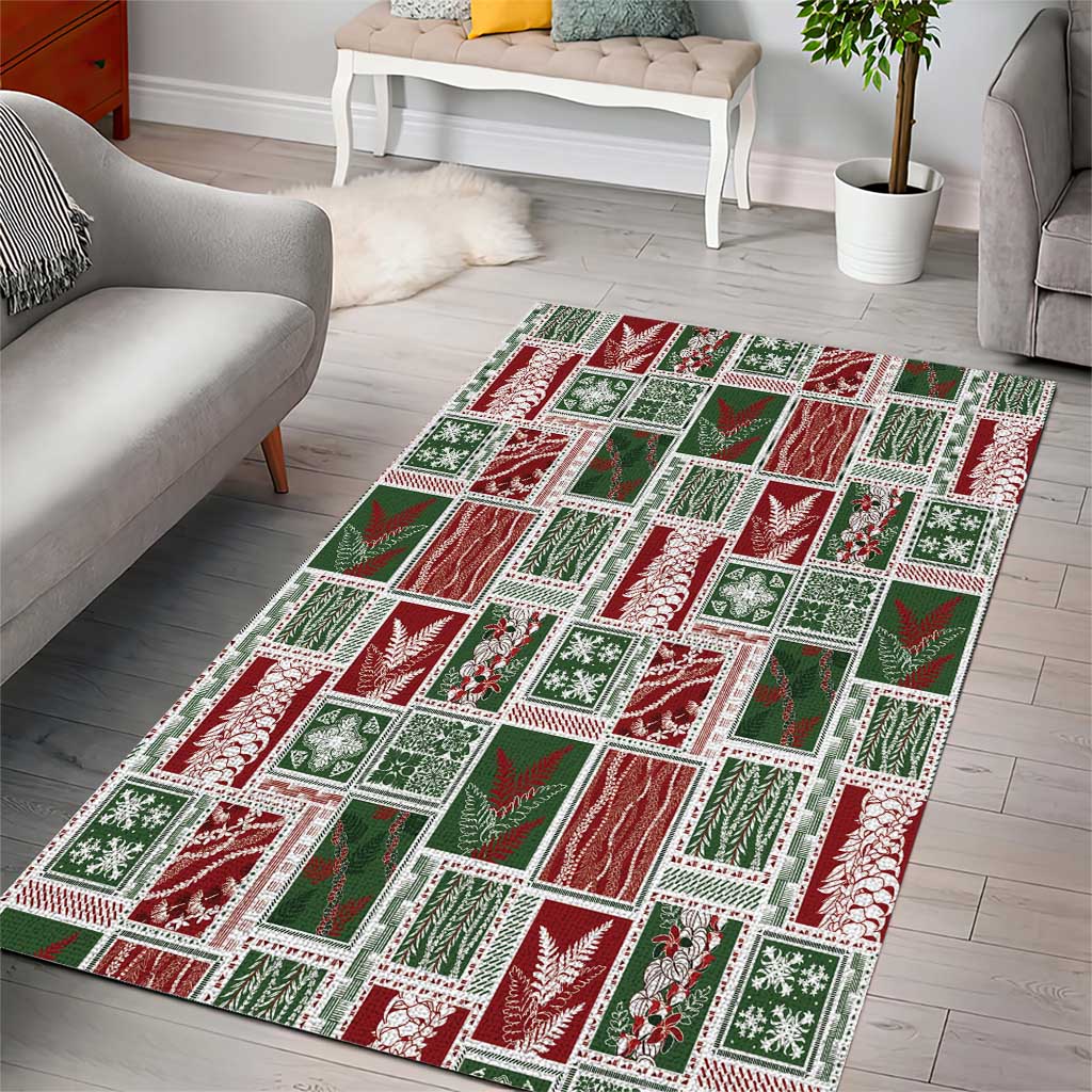 Mele Kalikimaka Hawaiian Quilt and Lei Patchwork Area Rug - Polynesian Pride