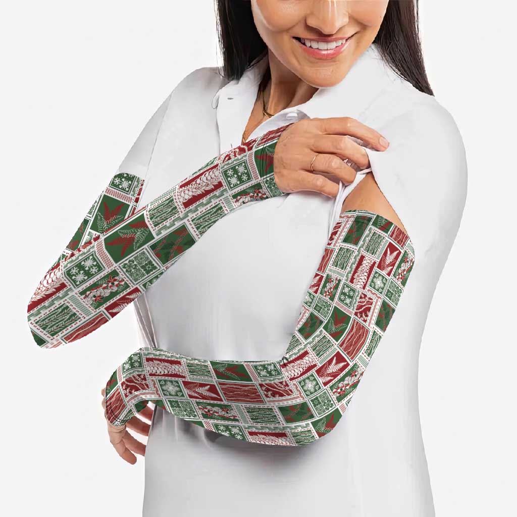 Mele Kalikimaka Hawaiian Quilt and Lei Patchwork Arm Sleeves - Polynesian Pride