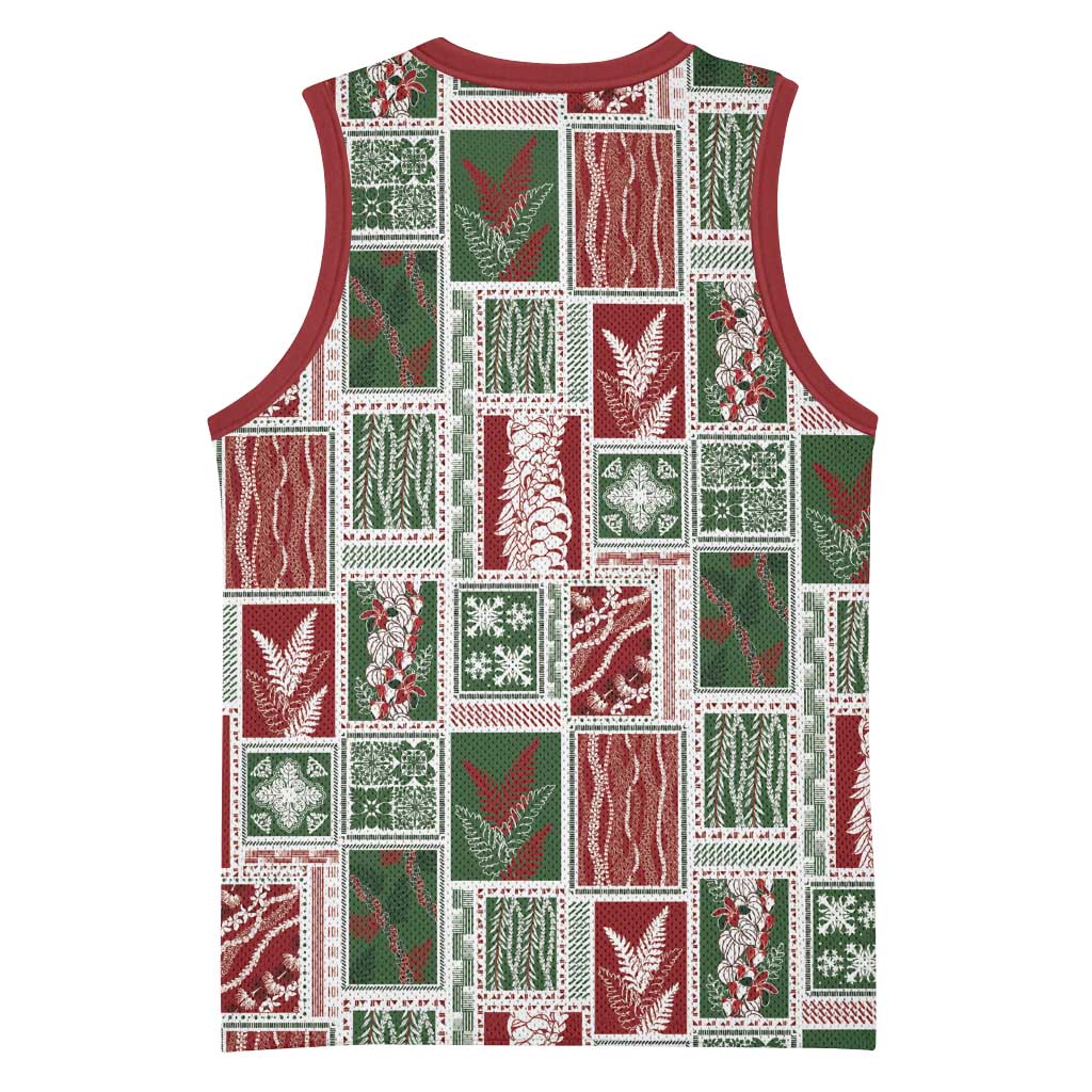 Mele Kalikimaka Hawaiian Quilt and Lei Patchwork Basketball Jersey LT9 - Polynesian Pride