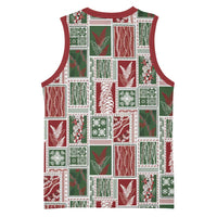 Mele Kalikimaka Hawaiian Quilt and Lei Patchwork Basketball Jersey LT9 - Polynesian Pride