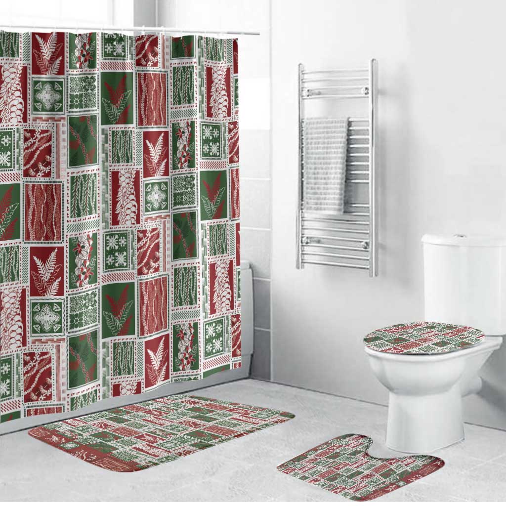 Mele Kalikimaka Hawaiian Quilt and Lei Patchwork Bathroom Set - Polynesian Pride
