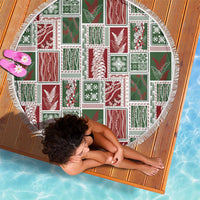Mele Kalikimaka Hawaiian Quilt and Lei Patchwork Beach Blanket - Polynesian Pride