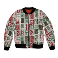 Mele Kalikimaka Hawaiian Quilt and Lei Patchwork Bomber Jacket - Polynesian Pride