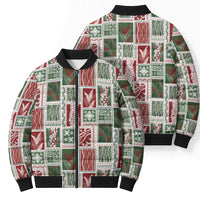 Mele Kalikimaka Hawaiian Quilt and Lei Patchwork Bomber Puffer Jacket LT9 - Polynesian Pride