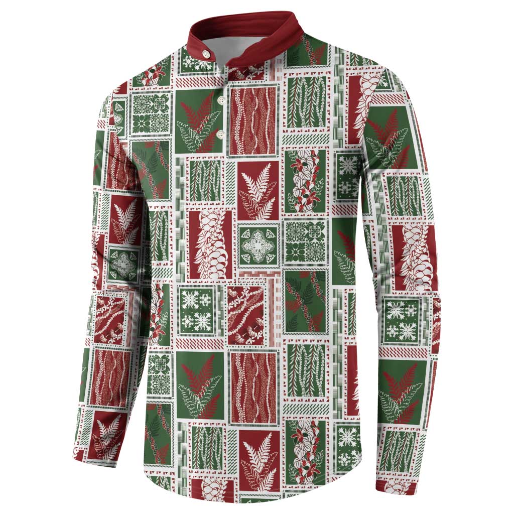 Mele Kalikimaka Hawaiian Quilt and Lei Patchwork Button Sweatshirt - Polynesian Pride