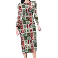 Mele Kalikimaka Hawaiian Quilt and Lei Patchwork Family Matching Long Sleeve Bodycon Dress and Hawaiian Shirt - Polynesian Pride