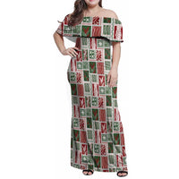 Mele Kalikimaka Hawaiian Quilt and Lei Patchwork Family Matching Off Shoulder Maxi Dress and Hawaiian Shirt - Polynesian Pride