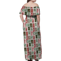 Mele Kalikimaka Hawaiian Quilt and Lei Patchwork Family Matching Off Shoulder Maxi Dress and Hawaiian Shirt - Polynesian Pride