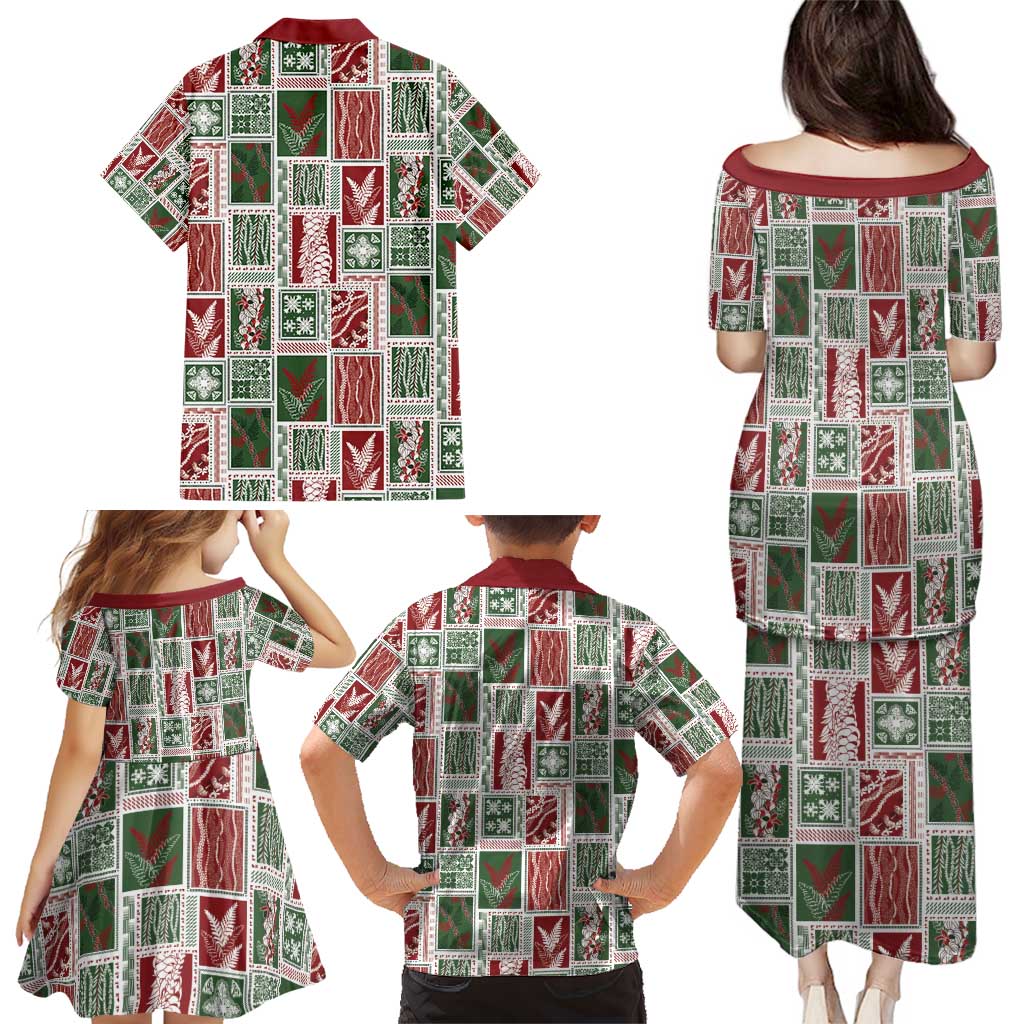 Mele Kalikimaka Hawaiian Quilt and Lei Patchwork Family Matching Puletasi and Hawaiian Shirt - Polynesian Pride