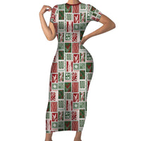 Mele Kalikimaka Hawaiian Quilt and Lei Patchwork Family Matching Short Sleeve Bodycon Dress and Hawaiian Shirt - Polynesian Pride