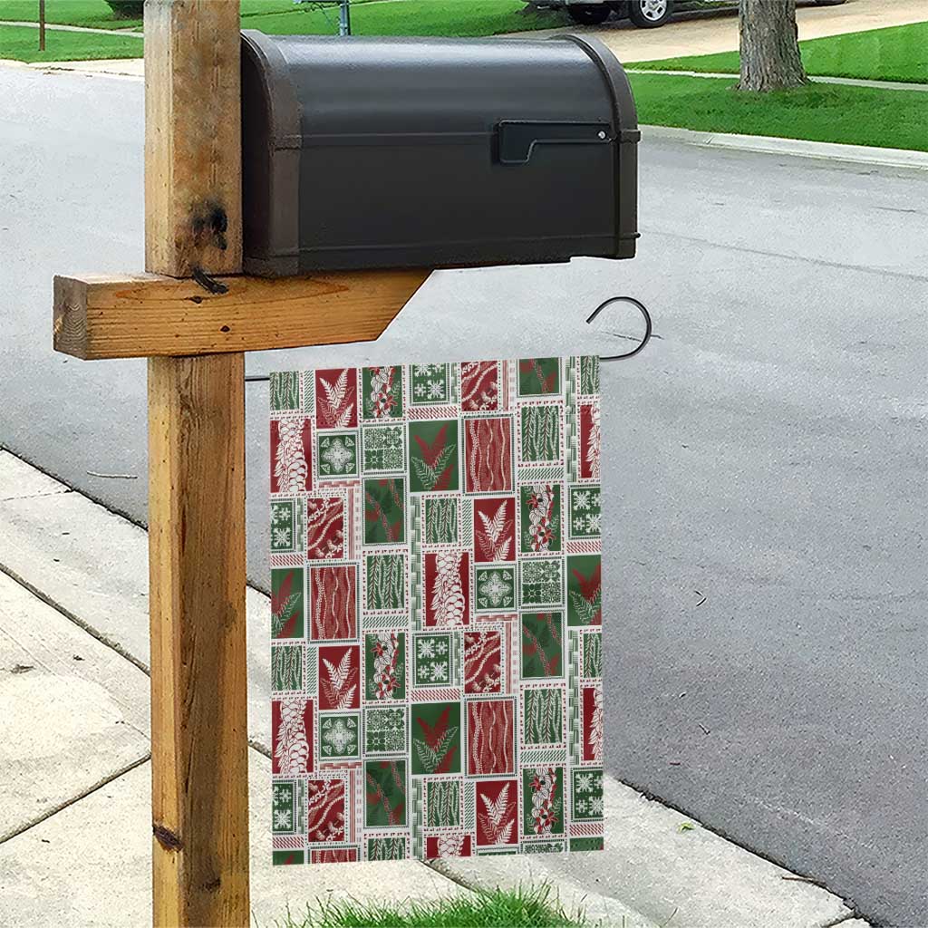 Mele Kalikimaka Hawaiian Quilt and Lei Patchwork Garden Flag - Polynesian Pride