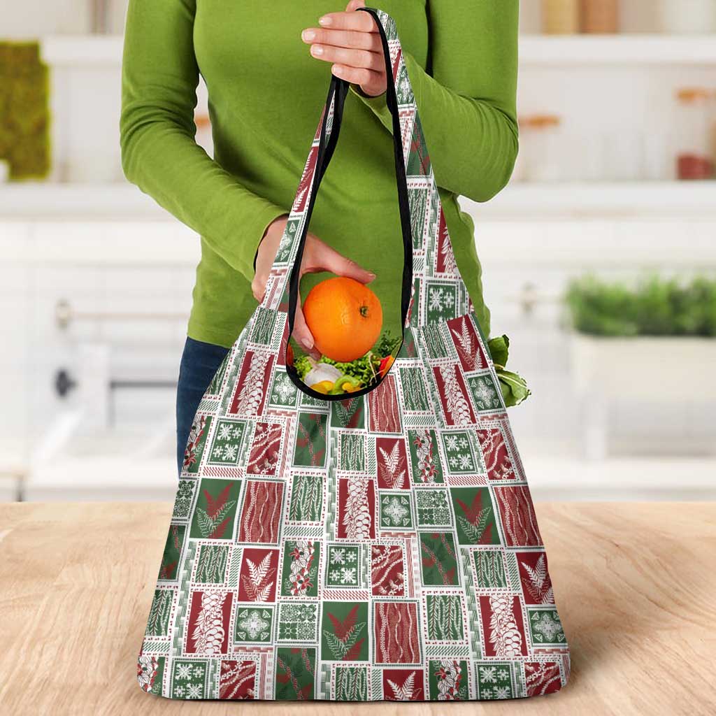 Mele Kalikimaka Hawaiian Quilt and Lei Patchwork Grocery Bag - Polynesian Pride