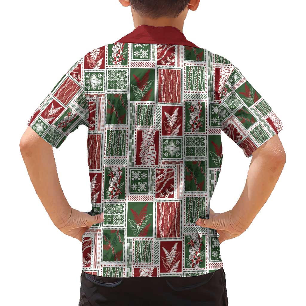 Mele Kalikimaka Hawaiian Quilt and Lei Patchwork Kid Hawaiian Shirt - Polynesian Pride