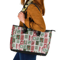 Mele Kalikimaka Hawaiian Quilt and Lei Patchwork Leather Tote Bag - Polynesian Pride