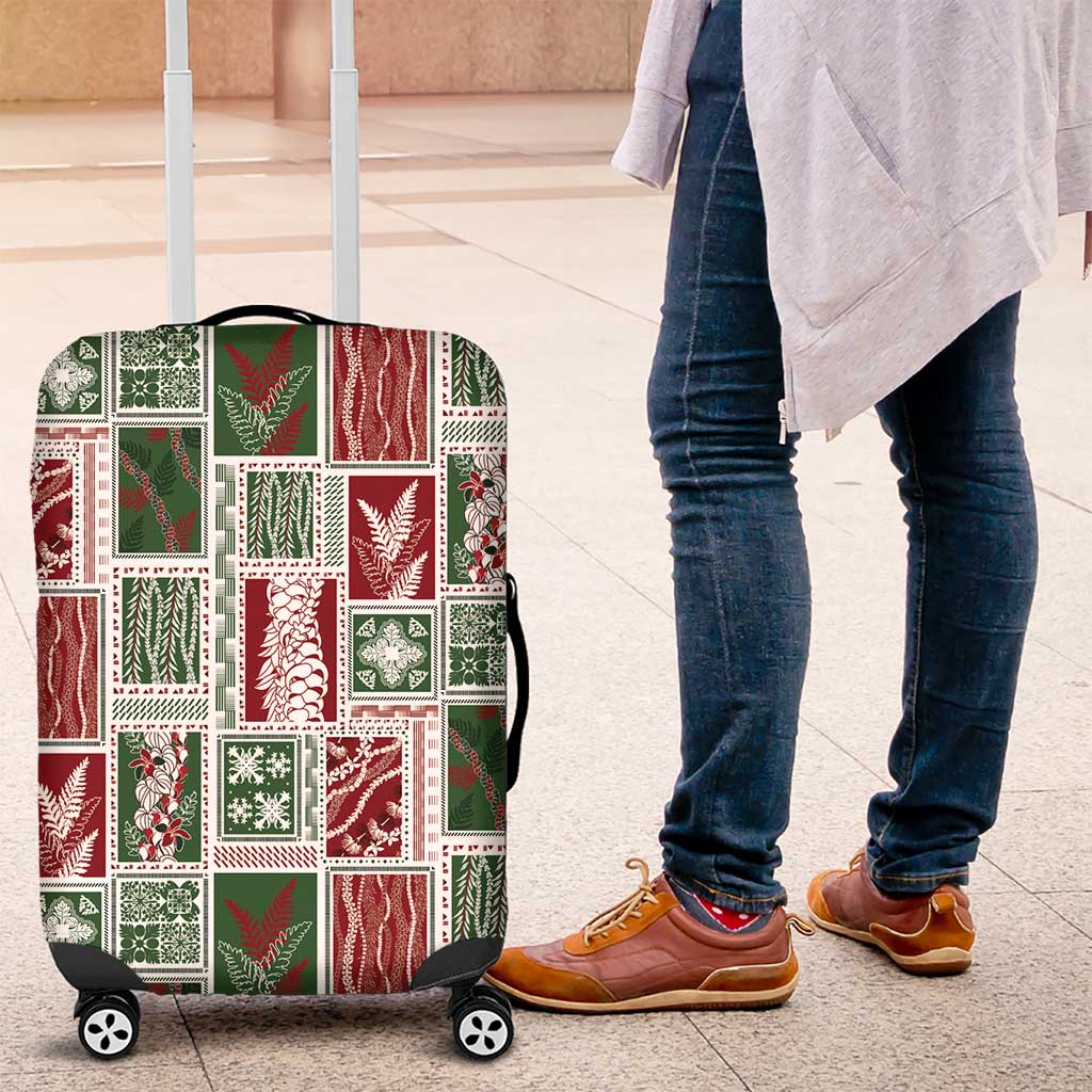 Mele Kalikimaka Hawaiian Quilt and Lei Patchwork Luggage Cover - Polynesian Pride