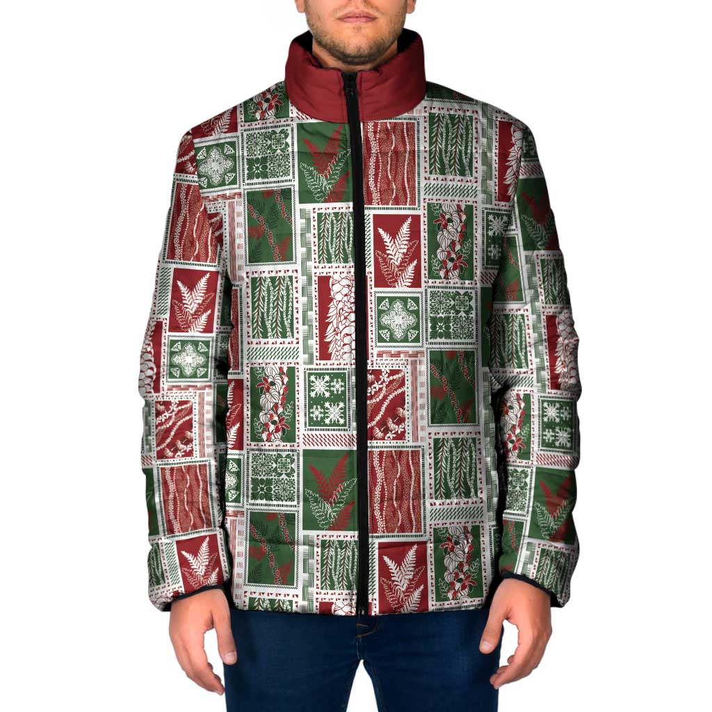Mele Kalikimaka Hawaiian Quilt and Lei Patchwork Padded Jacket - Polynesian Pride