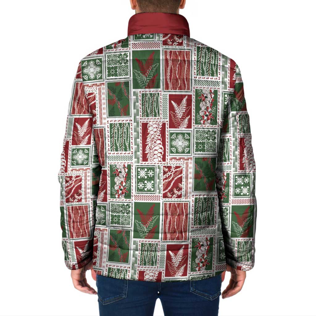 Mele Kalikimaka Hawaiian Quilt and Lei Patchwork Padded Jacket - Polynesian Pride