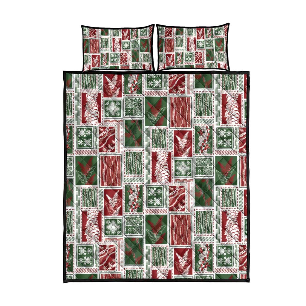 Mele Kalikimaka Hawaiian Quilt and Lei Patchwork Quilt Bed Set - Polynesian Pride