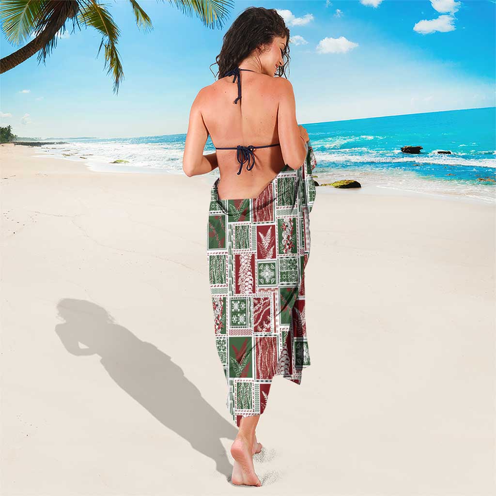 Mele Kalikimaka Hawaiian Quilt and Lei Patchwork Sarong - Polynesian Pride