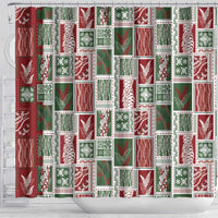 Mele Kalikimaka Hawaiian Quilt and Lei Patchwork Shower Curtain - Polynesian Pride