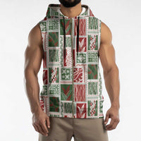 Mele Kalikimaka Hawaiian Quilt and Lei Patchwork Sleeveless Zip Hoodie - Polynesian Pride