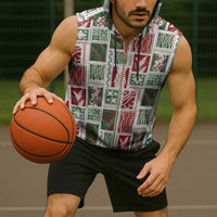 Mele Kalikimaka Hawaiian Quilt and Lei Patchwork Sleeveless Zip Hoodie - Polynesian Pride